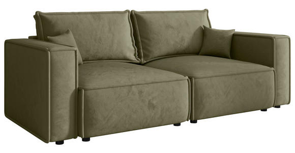 SOFA Webstoff Olivgrün  - Schwarz/Olivgrün, MODERN, Kunststoff/Textil (250/68/104cm) - Xora