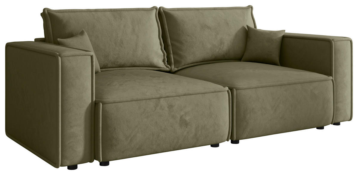 SOFA Webstoff Olivgrün  - Schwarz/Olivgrün, MODERN, Kunststoff/Textil (250/68/104cm) - Xora