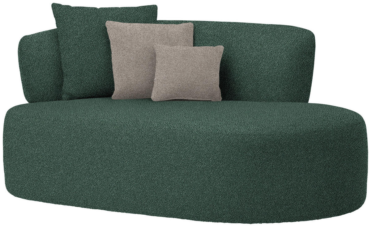 RÉCAMIERE in Plüsch Dunkelgrün, Graubraun  - Dunkelgrün/Graubraun, MODERN, Kunststoff/Textil (166/86/105cm) - Hom`in