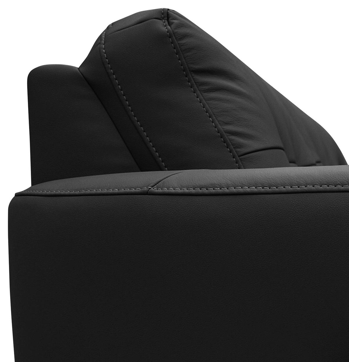 ECKSOFA in Lederlook Echtleder Schwarz  - Buchefarben/Schwarz, Design, Leder/Holz (238/168cm) - Livetastic