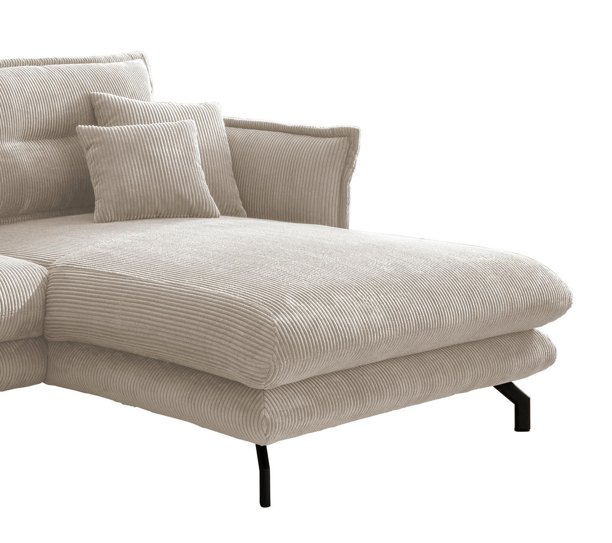 ECKSOFA in Cord Beige  - Beige/Schwarz, Modern, Textil/Metall (255/180cm) - Livetastic