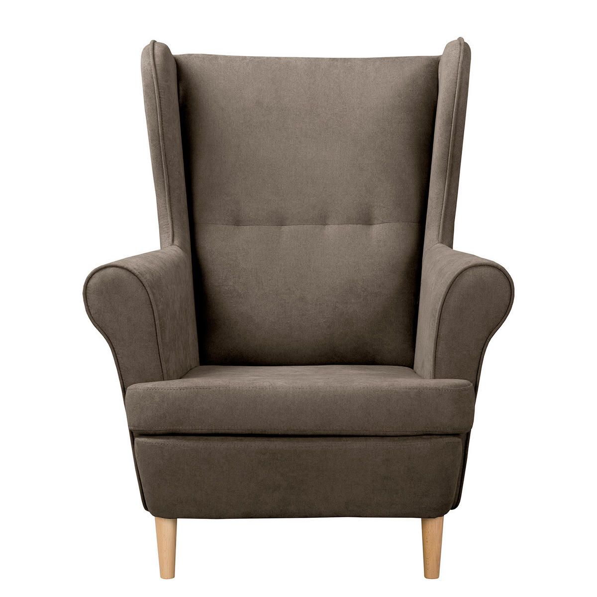 OHRENSESSEL Scandi Mikrofaser Schlammfarben  - Schlammfarben/Naturfarben, Design, Holz/Textil (87/105/90cm) - Livetastic