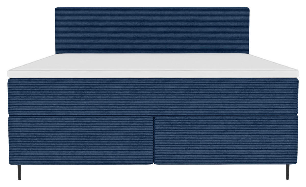 BOXSPRINGBETT 180/200 cm  in Dunkelblau  - Schwarz/Dunkelblau, KONVENTIONELL, Textil/Metall (180/200cm) - Boxxx