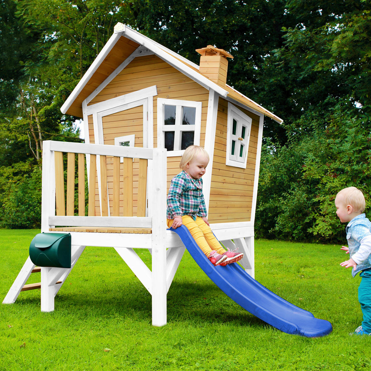 SPIELHAUS 264/203/177 cm  - Blau/Braun, KONVENTIONELL, Holz/Kunststoff (264/203/177cm) - Ambia Garden