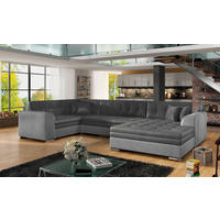 WOHNLANDSCHAFT Grau, Hellgrau Samt  - Chromfarben/Hellgrau, Design, Textil/Metall (189/338/189cm) - MID.YOU