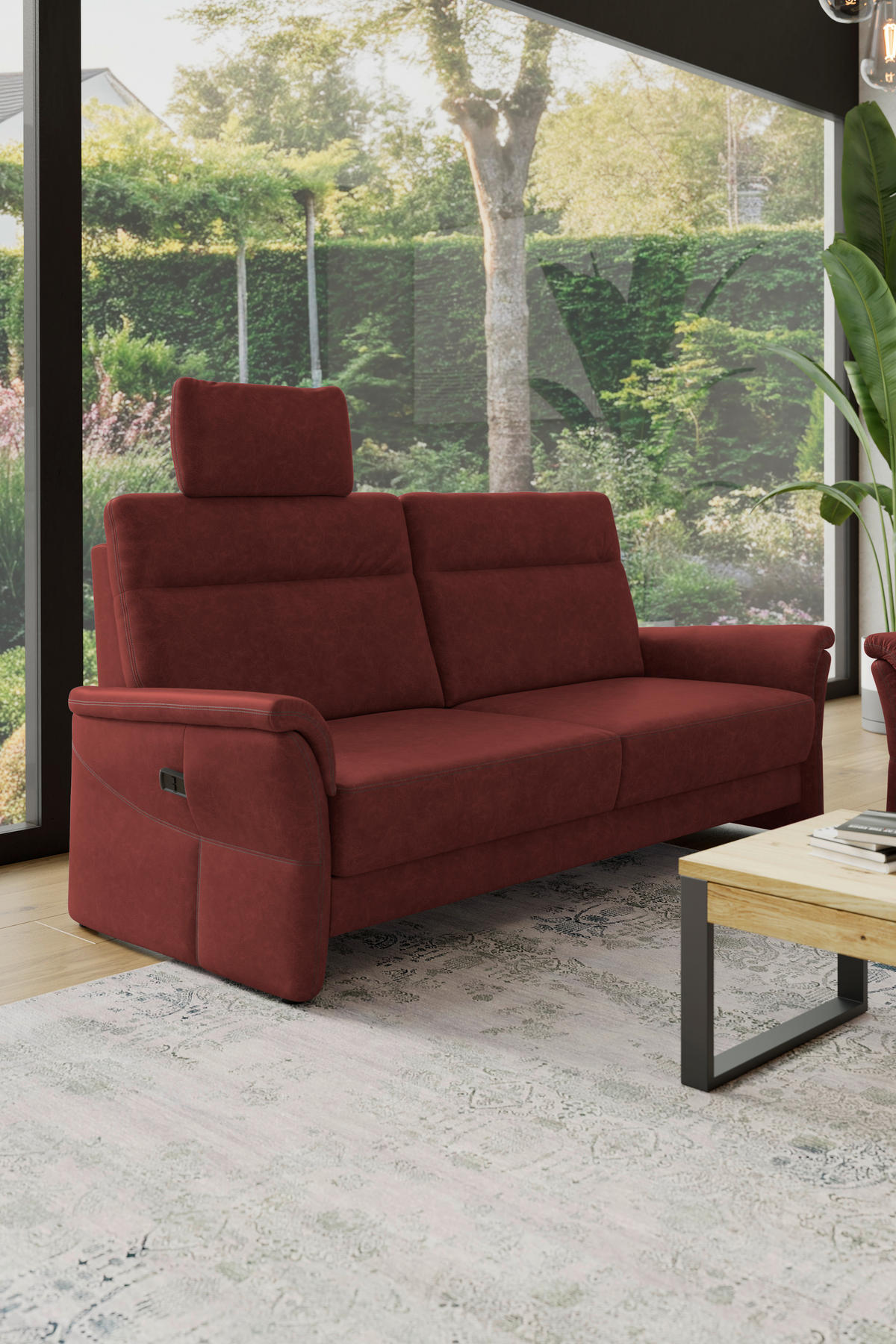 3,5-SITZER - Rotbraun/Schwarz, Konventionell, Kunststoff/Textil (205/98/91cm) - Elegando