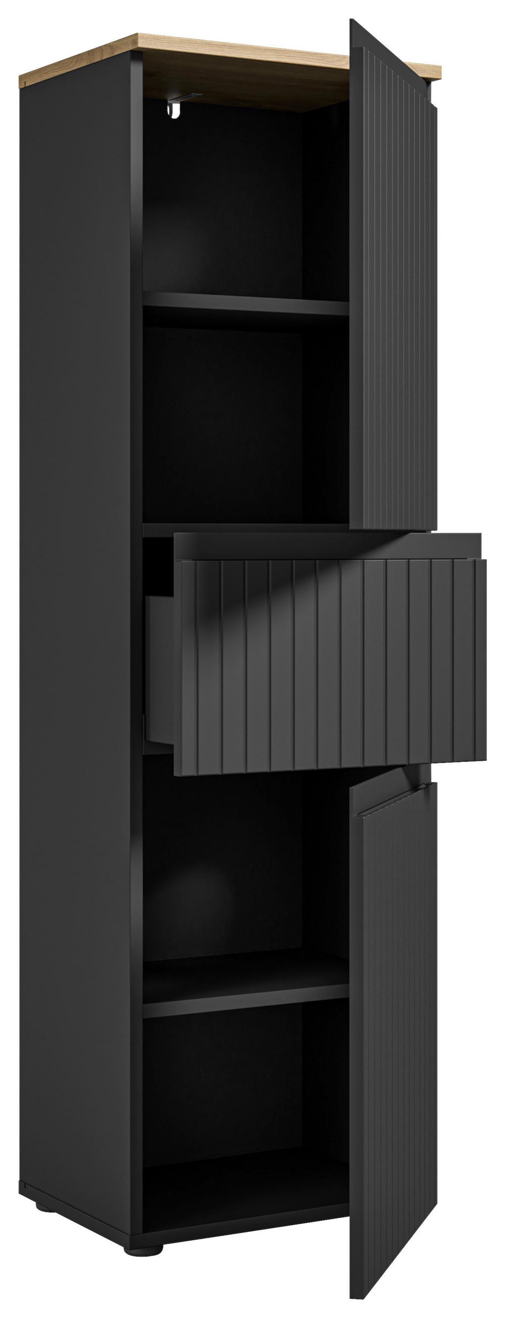 MIDISCHRANK 40/136/31 cm  - Eichefarben/Schwarz, MODERN, Holzwerkstoff/Kunststoff (40/136/31cm) - MID.YOU