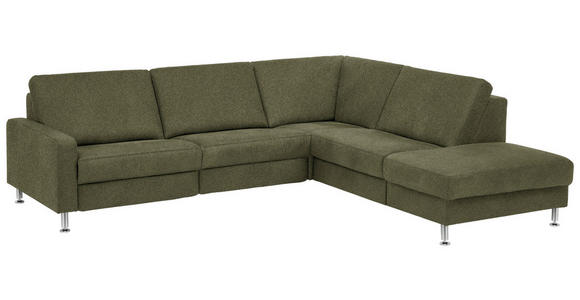 ECKSOFA in Mikrofaser Dunkelgrün 275/242 cm - Dunkelgrün/Alufarben, Design, Textil/Metall (275/242cm) - Dieter Knoll