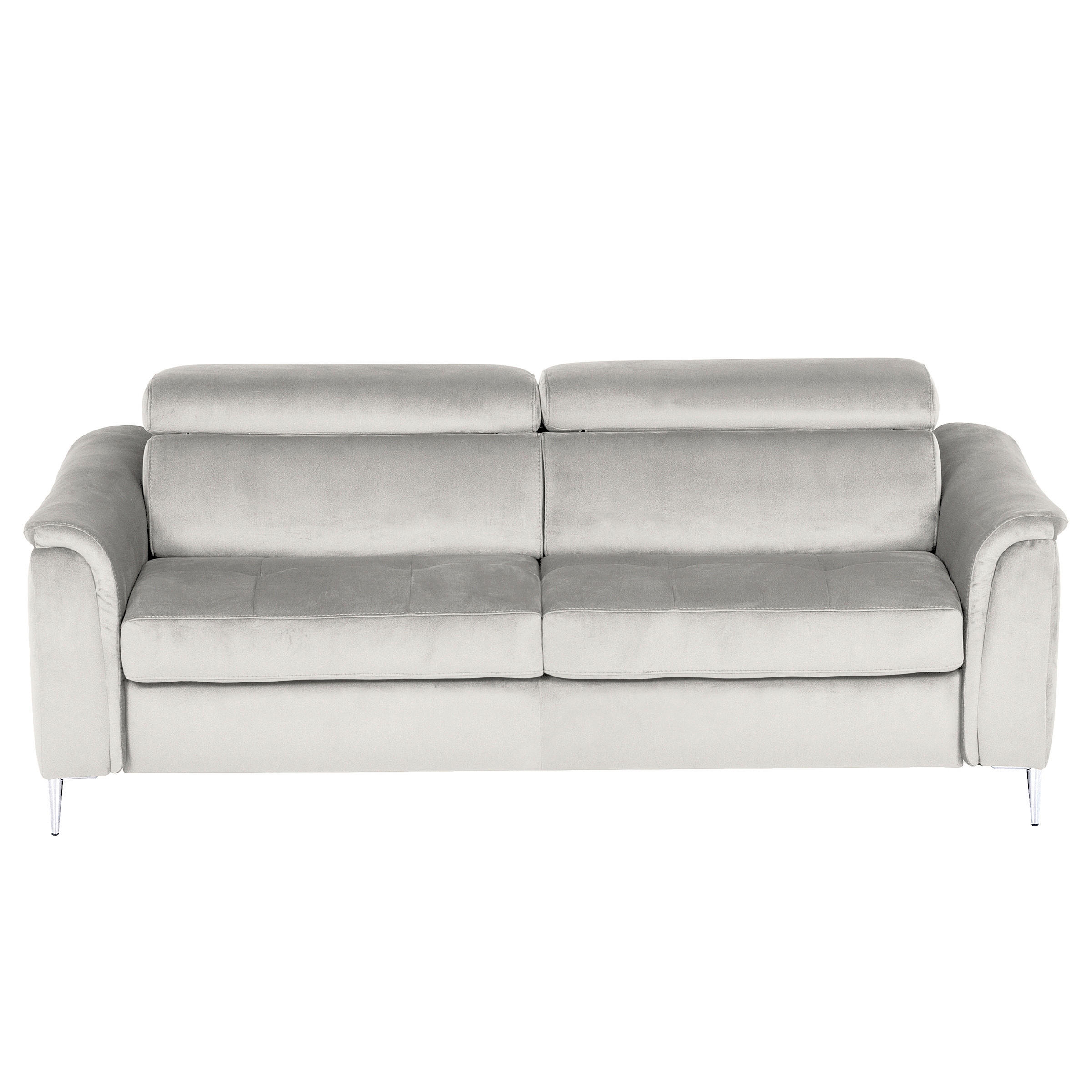 SCHLAFSOFA Samt Hellgrau  - Chromfarben/Hellgrau, Design, Textil/Metall (203/77-98/103cm) - MID.YOU