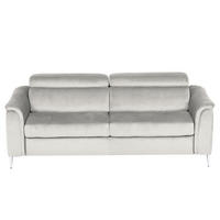 SCHLAFSOFA Samt Hellgrau  - Chromfarben/Hellgrau, Design, Textil/Metall (203/77-98/103cm) - MID.YOU