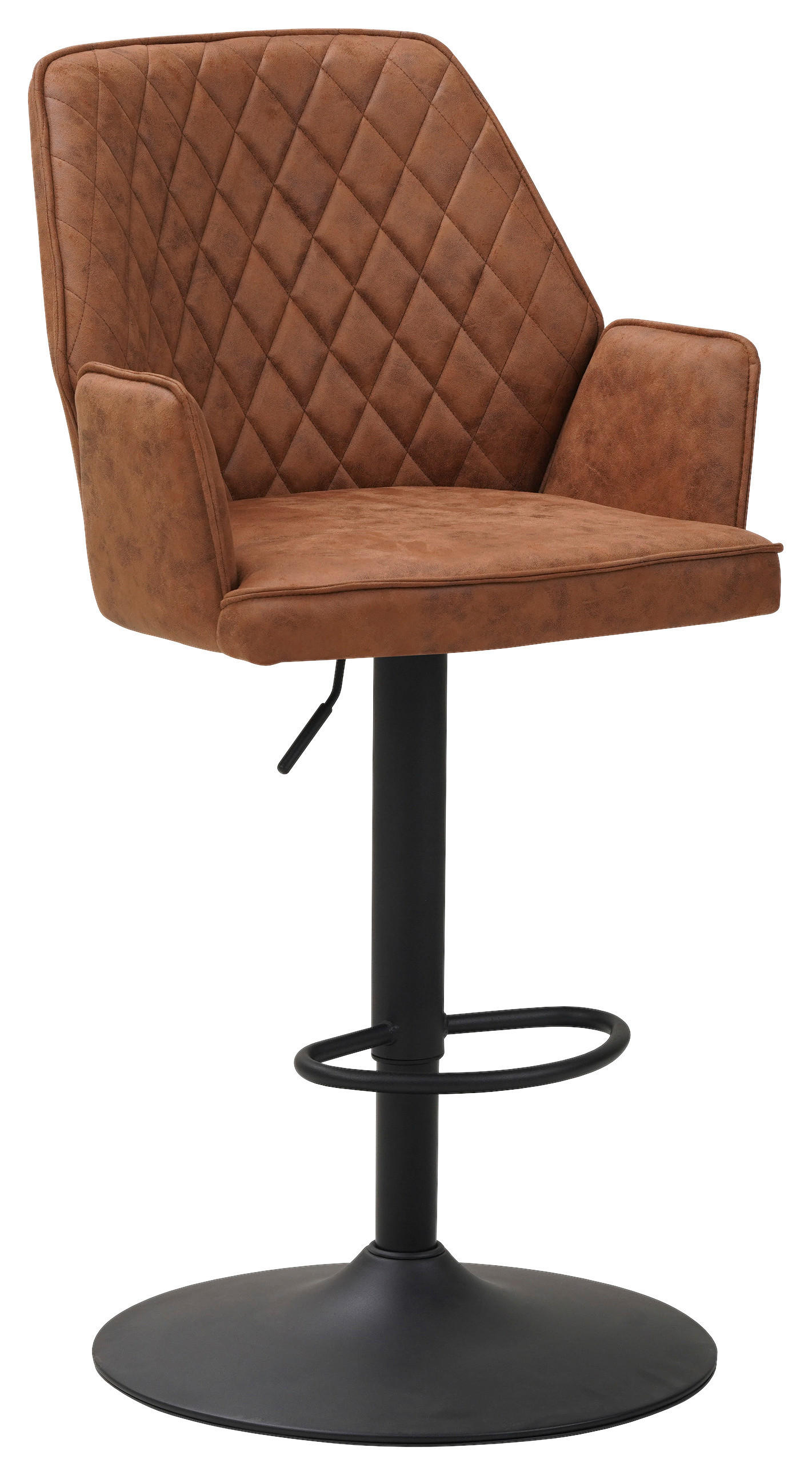 BARHOCKER in Cognac  - Cognac/Schwarz, KONVENTIONELL, Textil/Metall (42/114/52cm) - MID.YOU