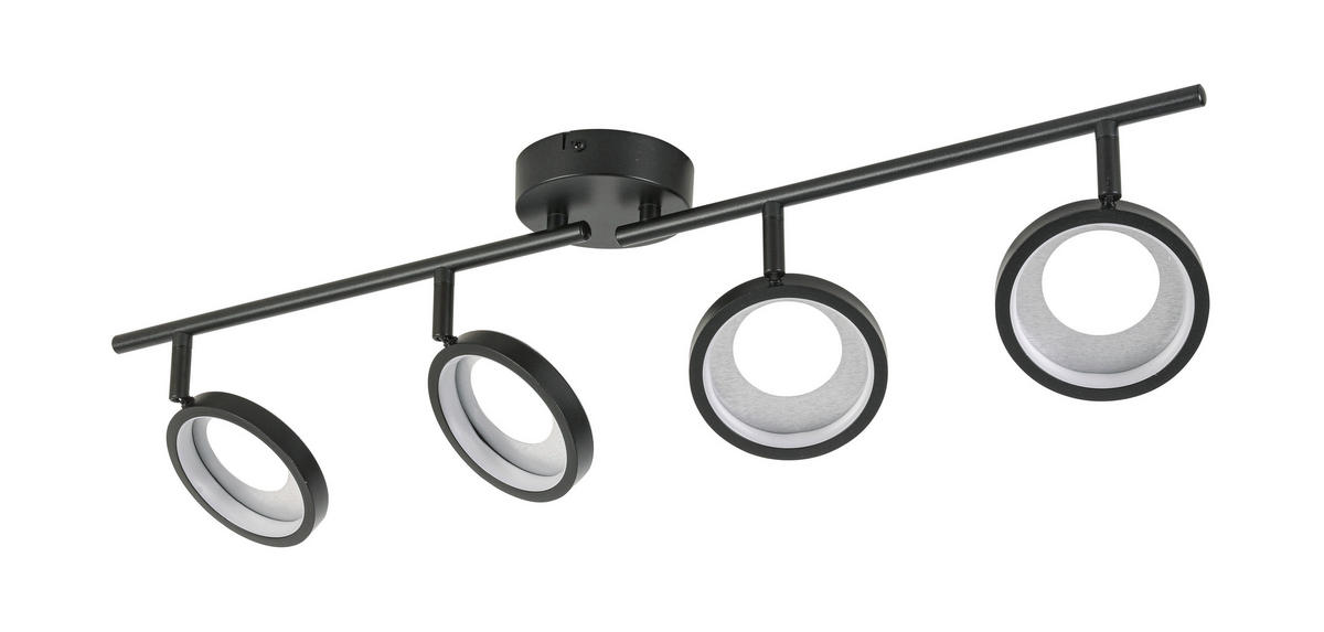 LED-STRAHLER Granada 83/12/19 cm   - Schwarz/Alufarben, Basics, Kunststoff/Metall (83/12/19cm) - Novel