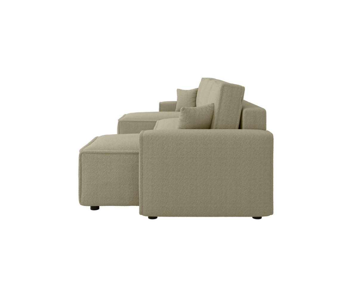 WOHNLANDSCHAFT Beige Bouclé  - Beige/Schwarz, MODERN, Kunststoff/Textil (140/305/140cm) - Carryhome