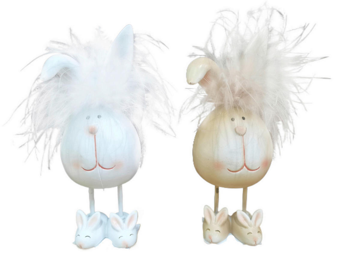 DEKORAČNÝ ZAJAC - hnedá/biela, Lifestyle, kov/textil (6/14,4/5cm)