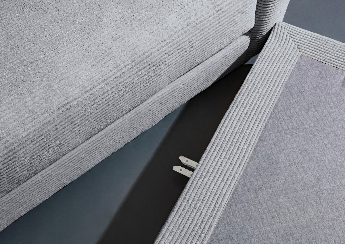 ECKSOFA in Cord Hellgrau  - Dunkelgrau/Hellgrau, Design, Kunststoff/Textil (240/175cm) - Landscape