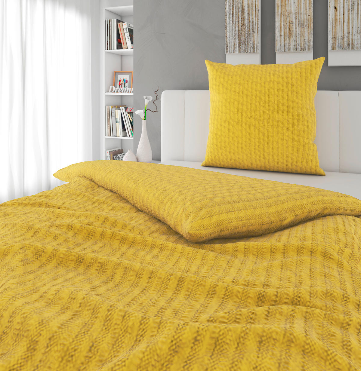 BETTWÄSCHE Seersucker 155/200 cm  - Gelb, Textil (155/200cm) - Novel