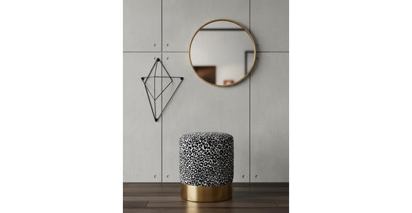HOCKER in Holz, Metall, Textil Schwarz, Weiß, Goldfarben  - Goldfarben/Schwarz, KONVENTIONELL, Holz/Textil (35/42/35cm) - Xora