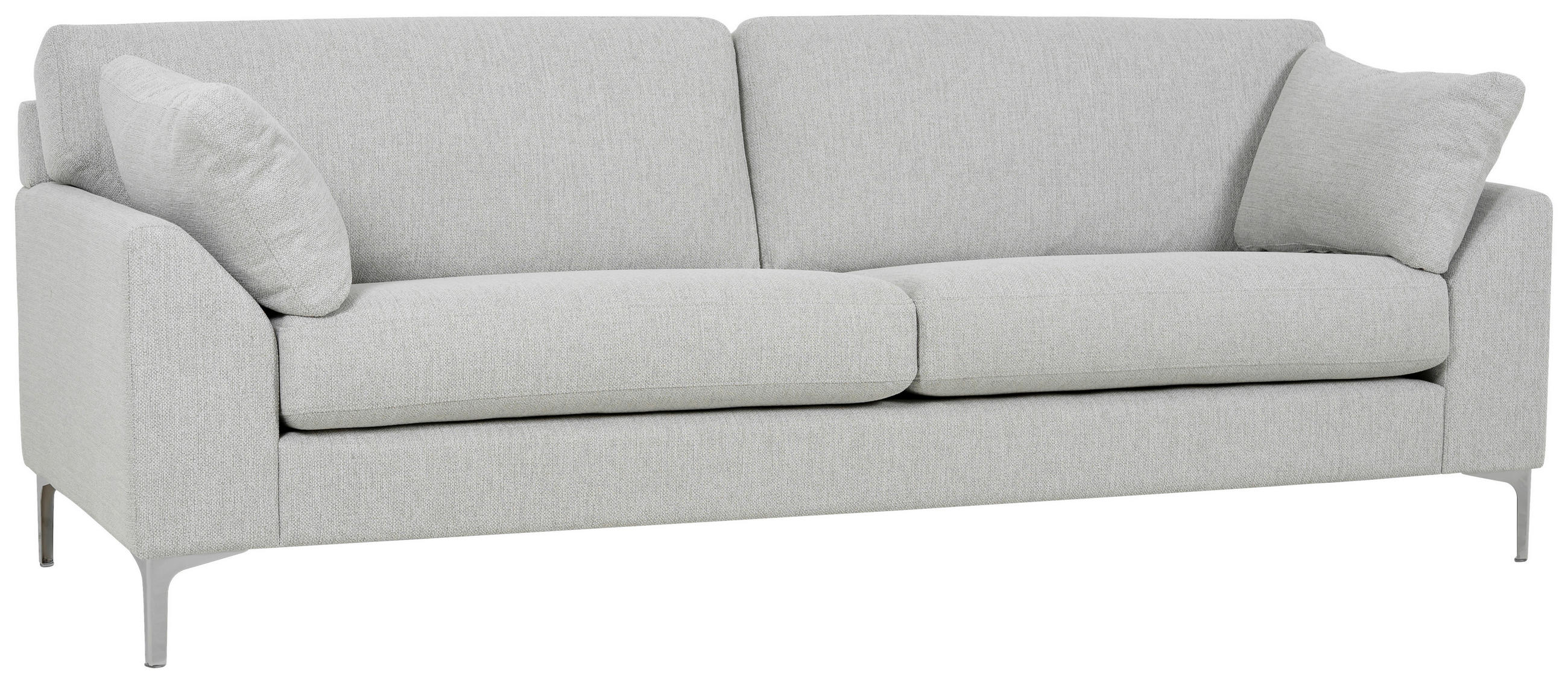 3-SITS SOFFA i flatväv beige  - beige/kromfärg, Klassisk, metall/trä (225/84/85cm) - Best Price