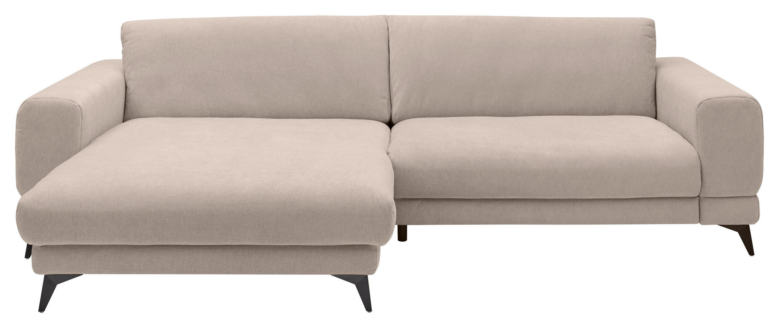 ECKSOFA Beige Chenille  - Beige/Schwarz, KONVENTIONELL, Textil/Metall (194/292cm) - SetOne by Musterring