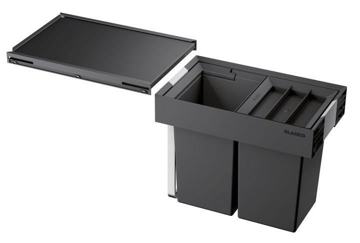 EINBAUABFALLSAMMLER 16 L  - Edelstahlfarben/Anthrazit, Basics, Kunststoff/Metall (26,2/37,5/40,1cm) - Blanco