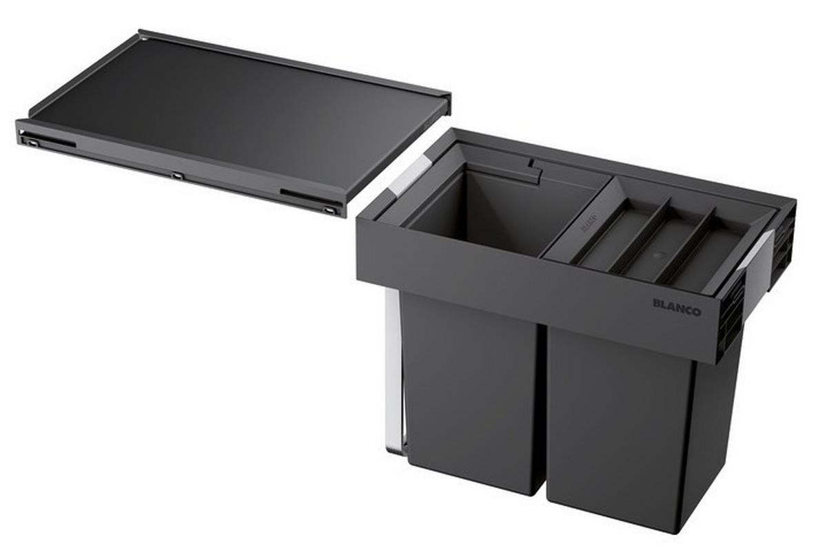 EINBAUABFALLSAMMLER 16 L  - Edelstahlfarben/Anthrazit, Basics, Kunststoff/Metall (26,2/37,5/40,1cm) - Blanco