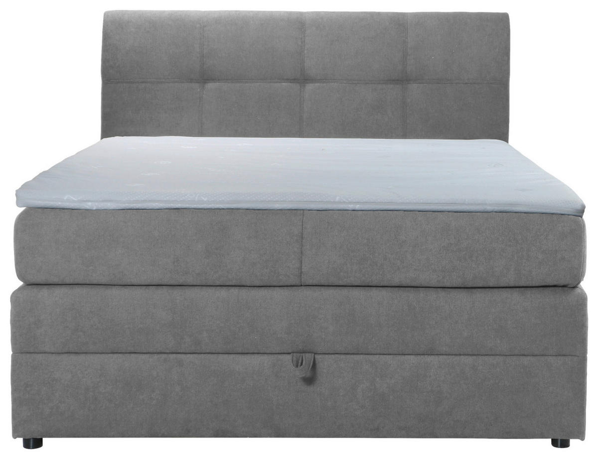 BOXSPRINGBETT 90/200 cm  in Hellgrau  - Hellgrau/Schwarz, MODERN, Holz/Kunststoff (90/200cm) - MID.YOU