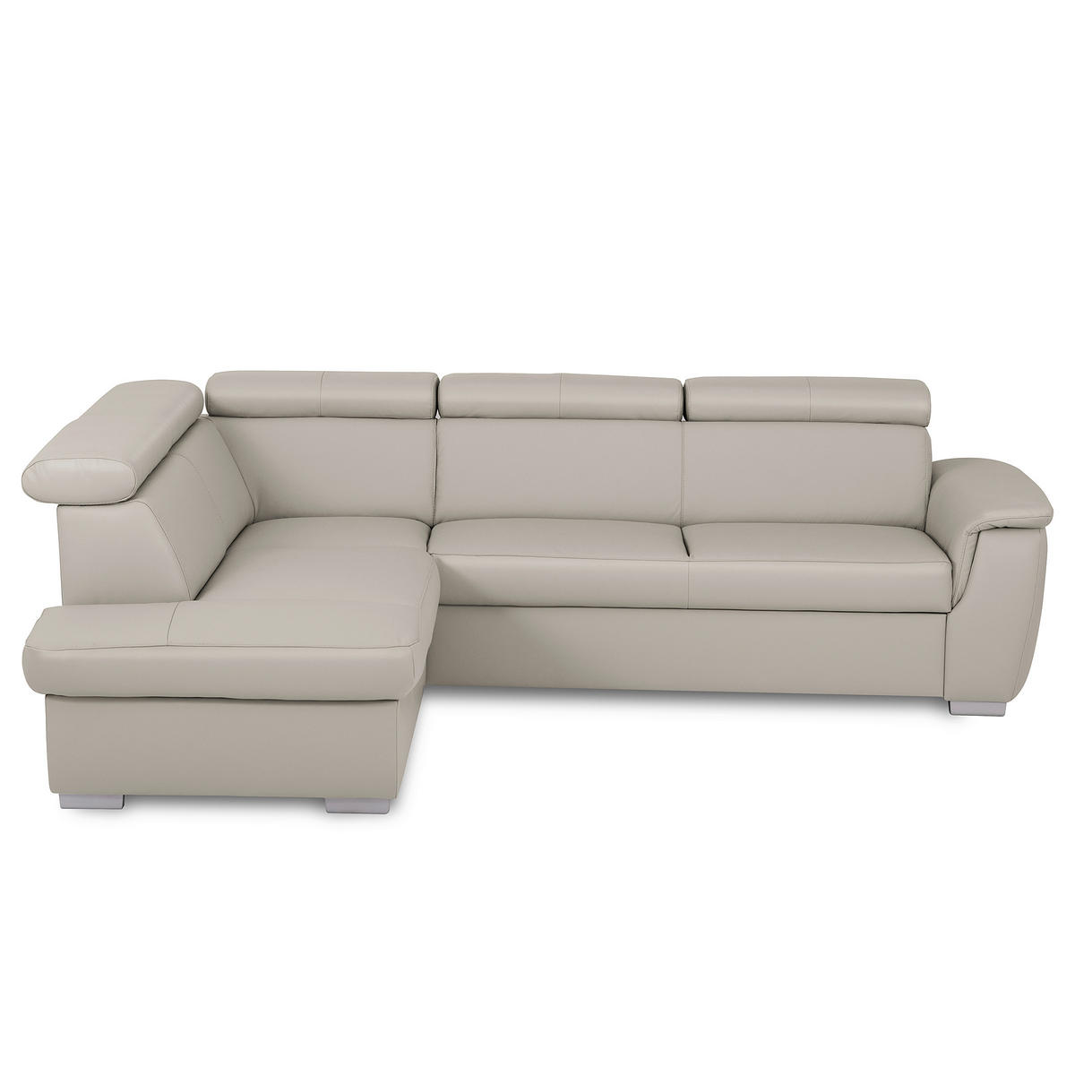 WOHNLANDSCHAFT  in Kombination Echtleder/Lederlook Platinfarben  - Platinfarben/Grau, Leder/Metall (211/262cm) - Celina Home