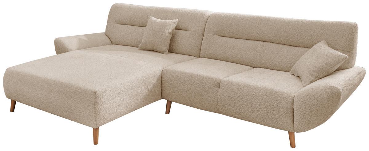 ECKSOFA in Bouclé Beige  - Wildeiche/Beige, Konventionell, Holz/Textil (166/290cm) - MID.YOU