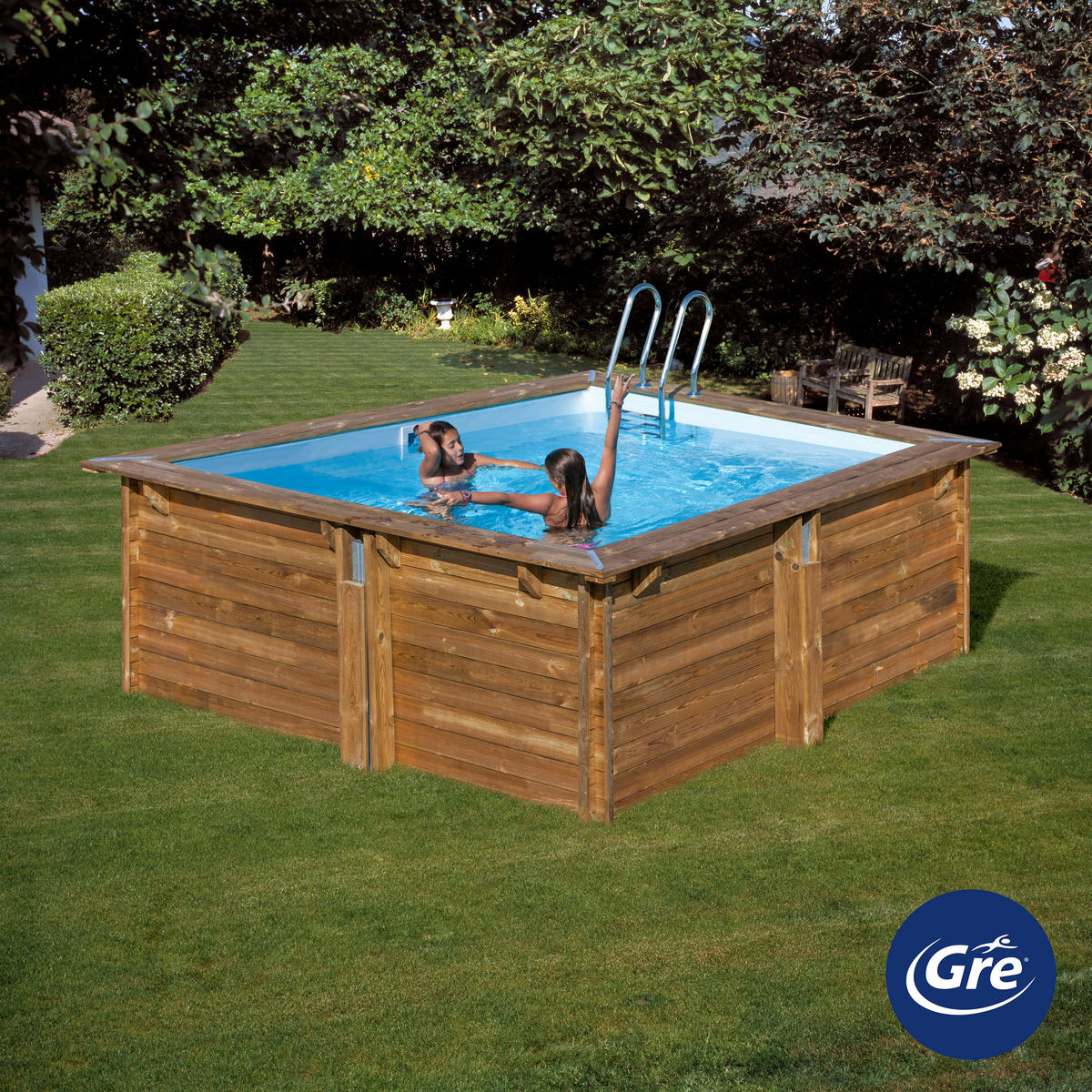 POOL-SET 2024 305/305/119 cm  - Kieferfarben, KONVENTIONELL, Holz (305/305/119cm) - Gre