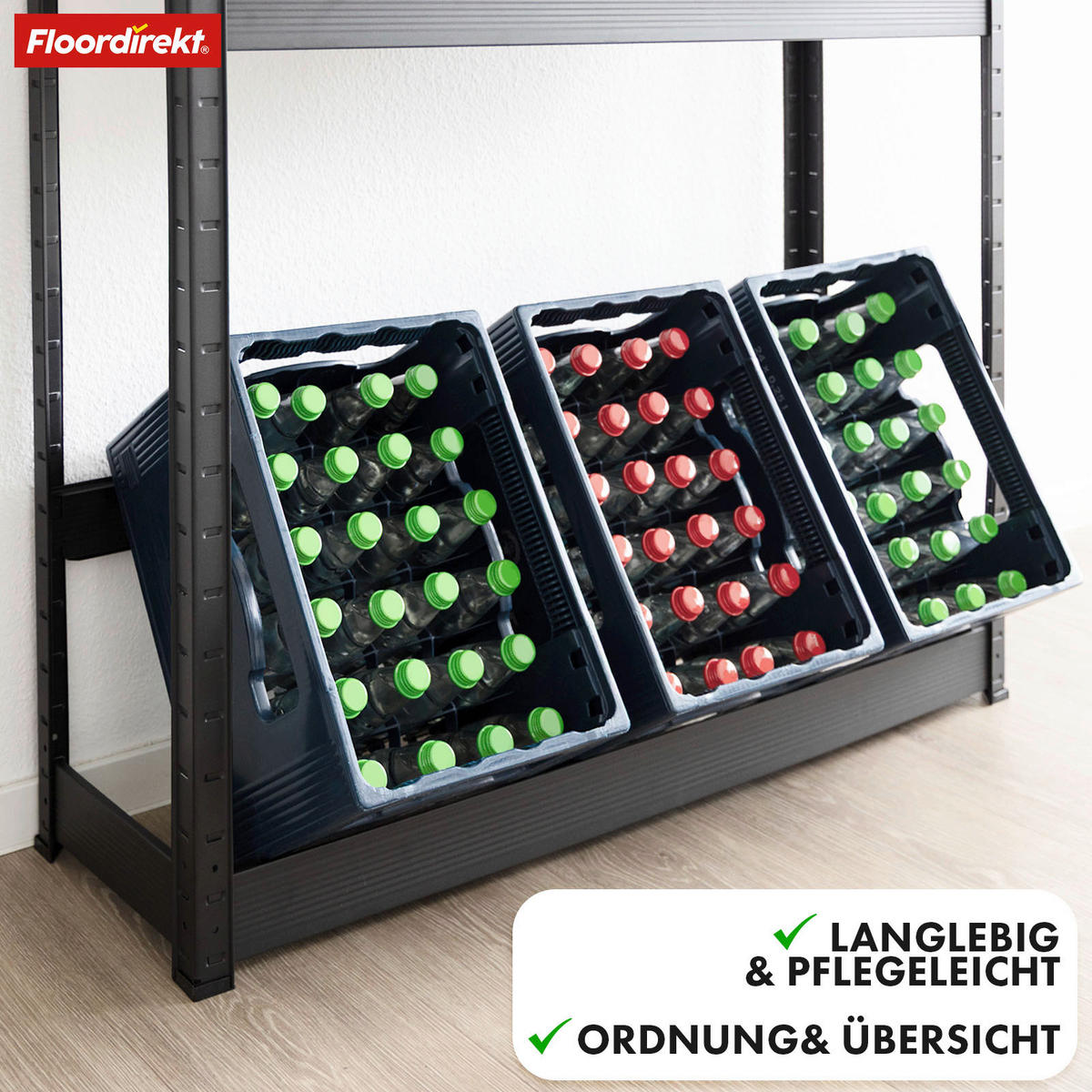 FLASCHENREGAL  - Schwarz Hochglanz, Basics, Metall (110/110/30cm) - Floordirekt