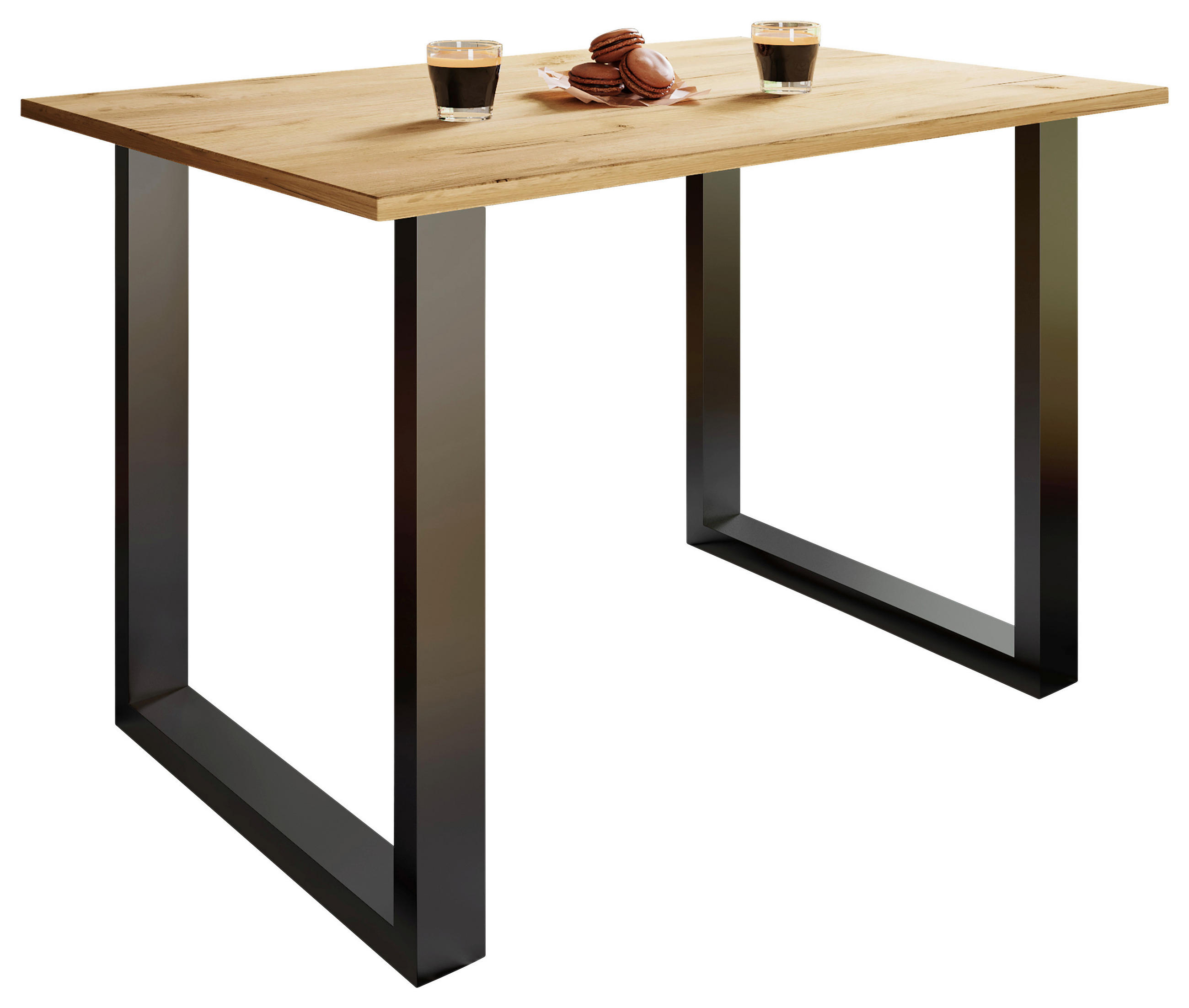 ESSTISCH rechteckig Schwarz, Honigeiche  - Honigeiche/Schwarz, Design, Holzwerkstoff/Metall (80/50/76cm) - MID.YOU
