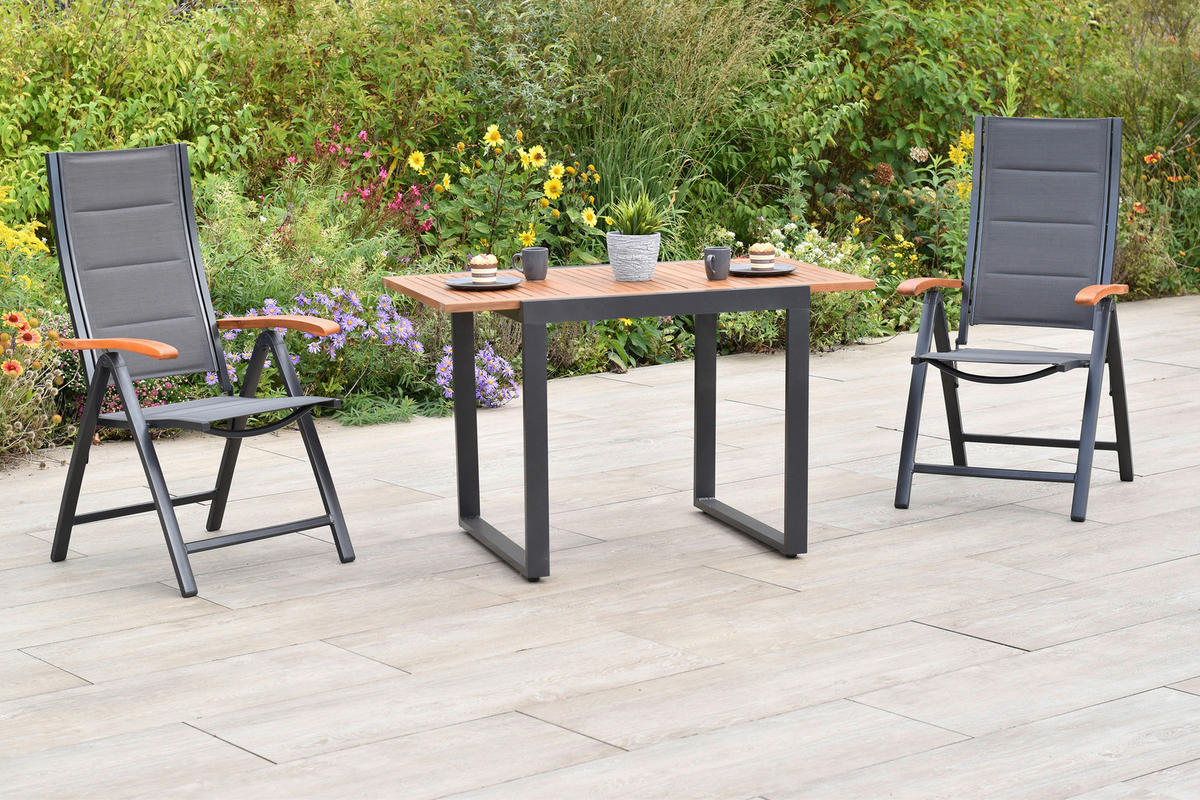 GARTENSET Akazie massiv Aluminium  - Graphitfarben/Akaziefarben, MODERN, Holz/Textil - Gardenson