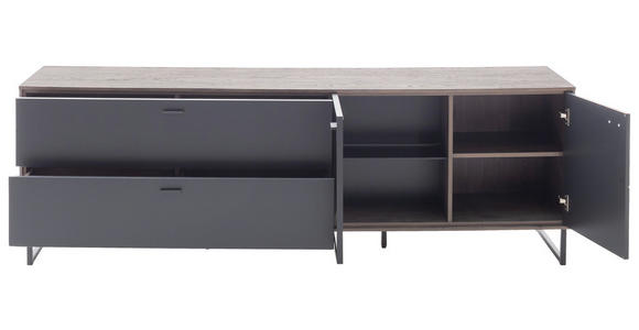 LOWBOARD  in 208/68/50 cm  - Eichefarben/Anthrazit, Design, Glas/Holz (208/68/50cm) - Novel
