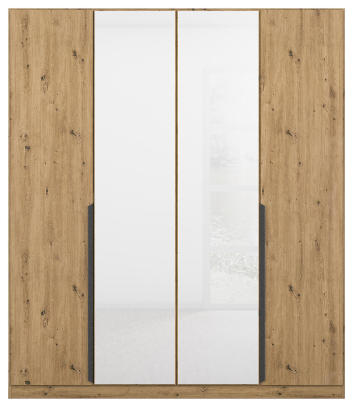 NYÍLÓAJTÓS SZEKRÉNY fehér, Artisan tölgy  - Artisan tölgy/fehér, Modern, faalapú anyag/Üveg (181/210/54cm) - Xora