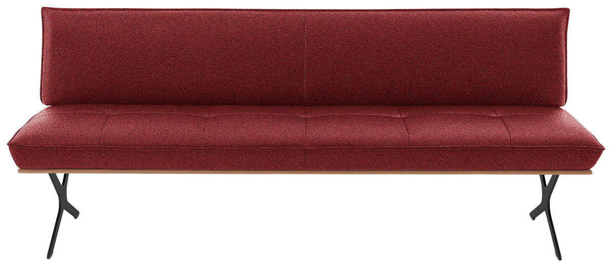 SITZBANK 214/88/66 cm  in Rot, Schwarz, Nussbaumfarben  - Rot/Nussbaumfarben, Design, Holz/Textil (214/88/66cm) - Koinor