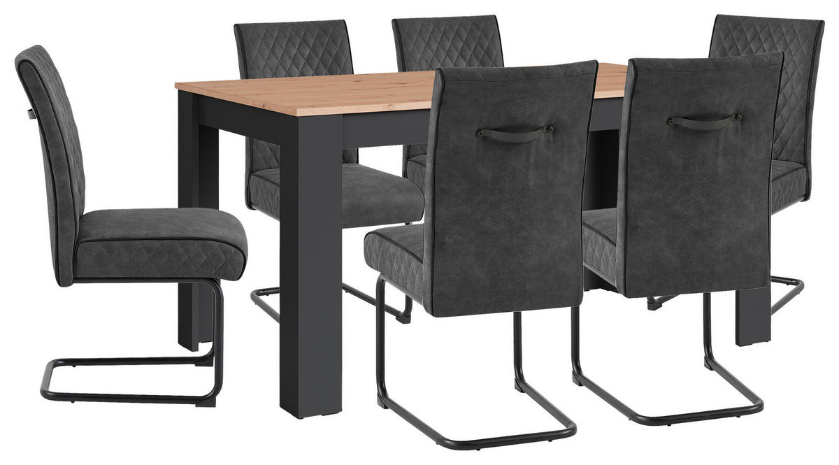 ESSTISCH rechteckig Anthrazit, Eiche Artisan  - Anthrazit/Eiche Artisan, MODERN, Holzwerkstoff (160/90/75cm) - MID.YOU