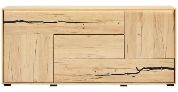SIDEBOARD  200/89/40 cm 2 Schublade(n)  - Eichefarben/Schwarz, KONVENTIONELL, Holzwerkstoff (200/89/40cm) - Xora