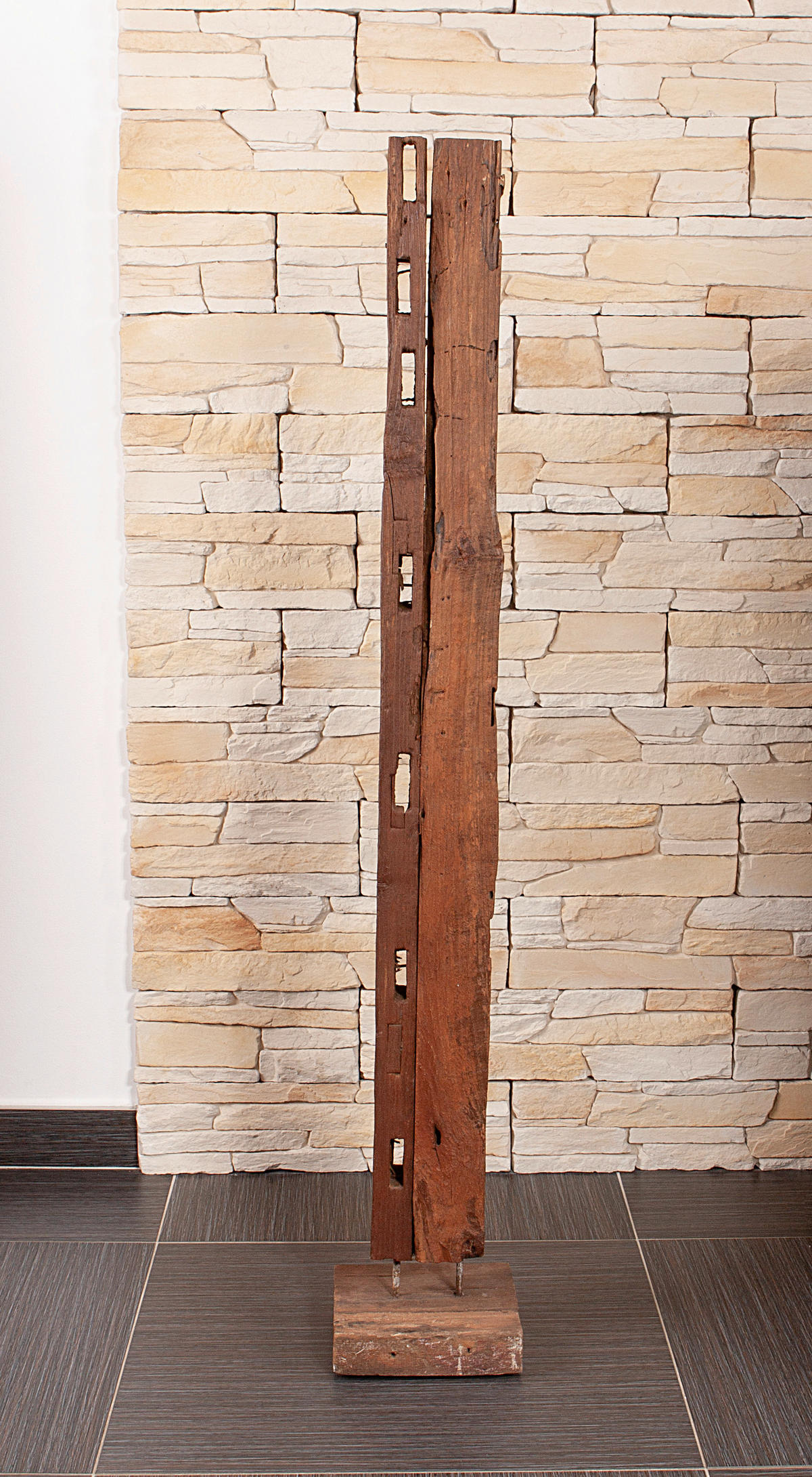 SKULPTUR - Braun, Basics, Holz (20,5/132/20,5cm) - Gardenson