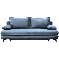 SCHLAFSOFA  mit Velours Hellblau  - Schwarz/Hellblau, Design, Kunststoff/Textil (217/73/86/106cm) - MID.YOU