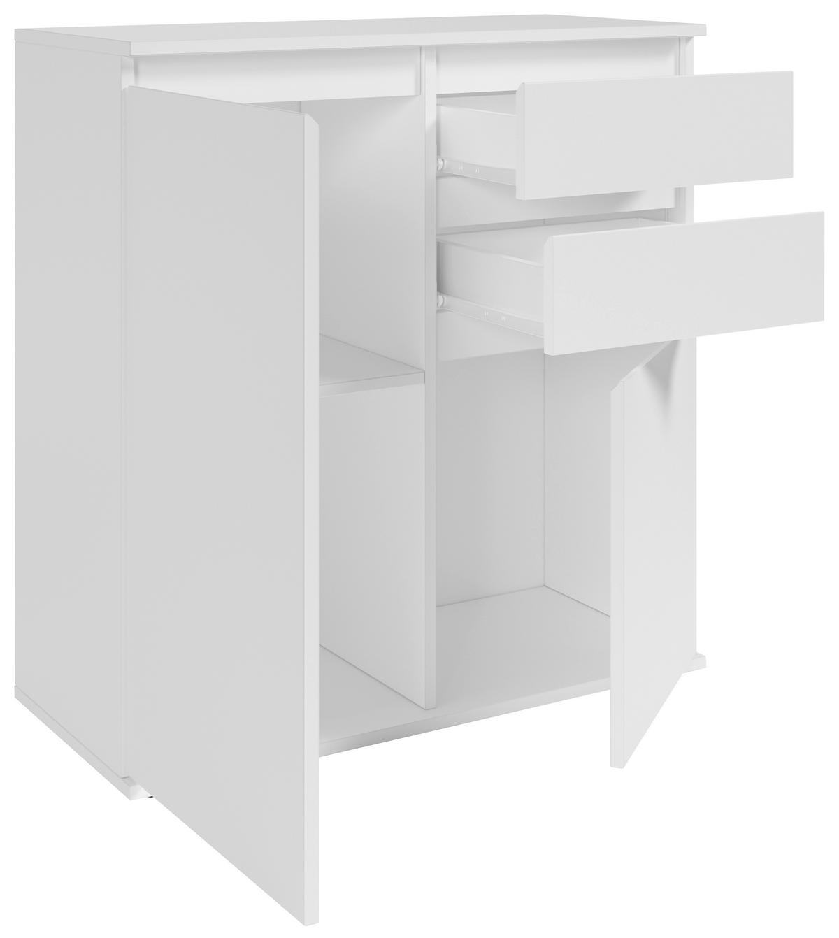 KOMODA, bela  - siva/bela, Design, umetna masa/leseni material (80/84/35cm) - Carryhome