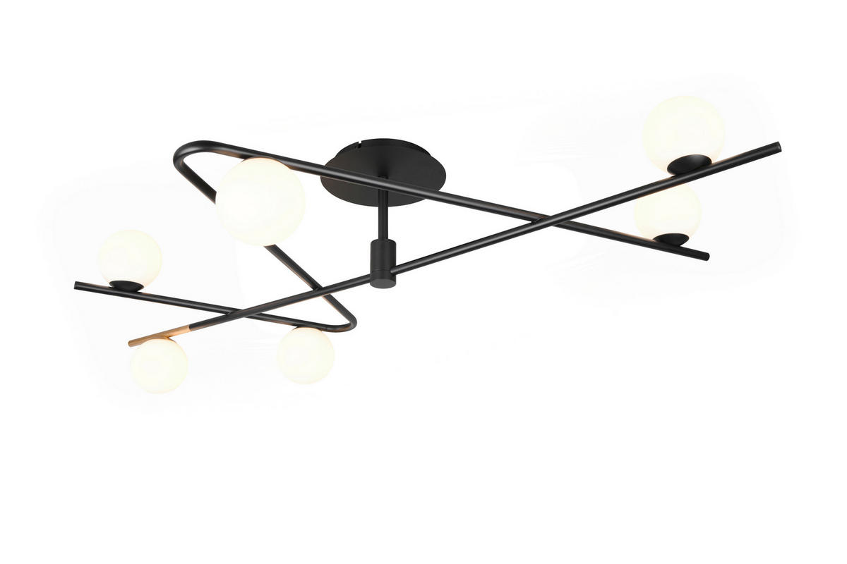 DECKENLEUCHTE Flaming 120/28/73,5 cm   - Goldfarben/Schwarz, Design, Glas/Metall (120/28/73,5cm) - Trio Leuchten