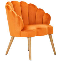 SESSEL Samt Orange, Ecru    - Ecru/Orange, Design, Holz/Textil (67/80/65cm) - MID.YOU