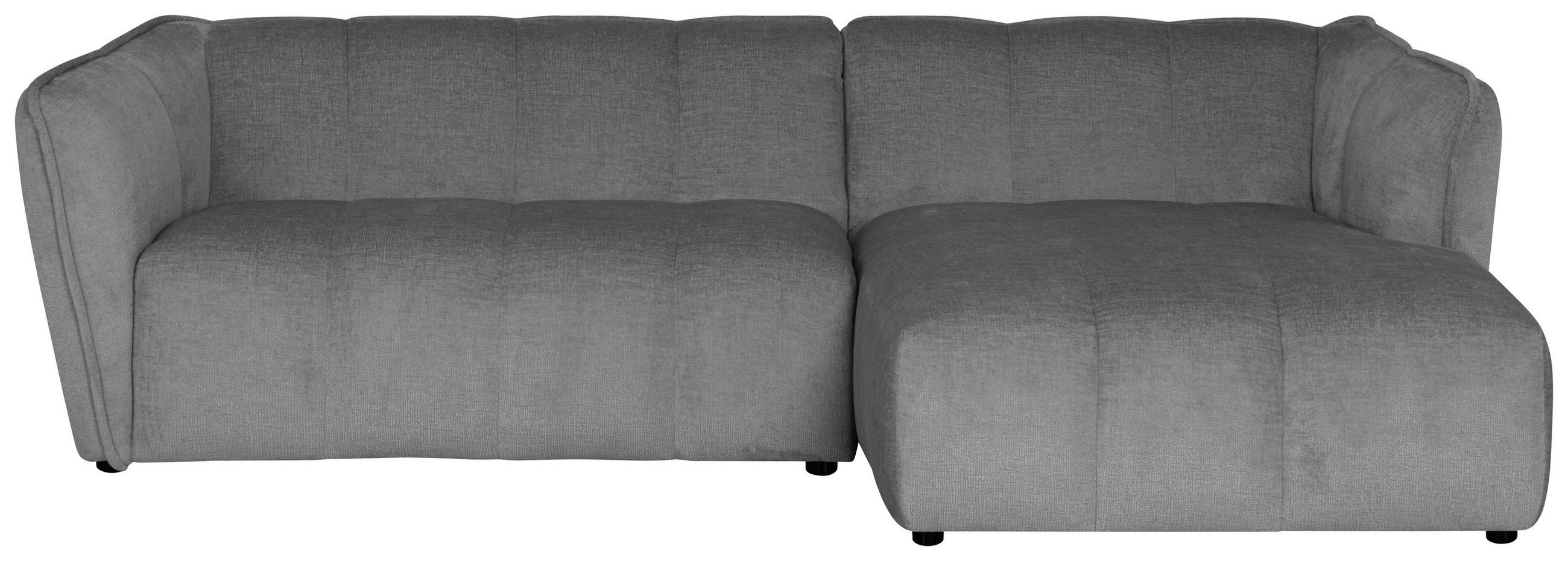 ECKSOFA LIVOLI in Chenille Hellgrau  246/160 cm  - Hellgrau/Schwarz, Design, Textil (246/160cm) - MID.YOU
