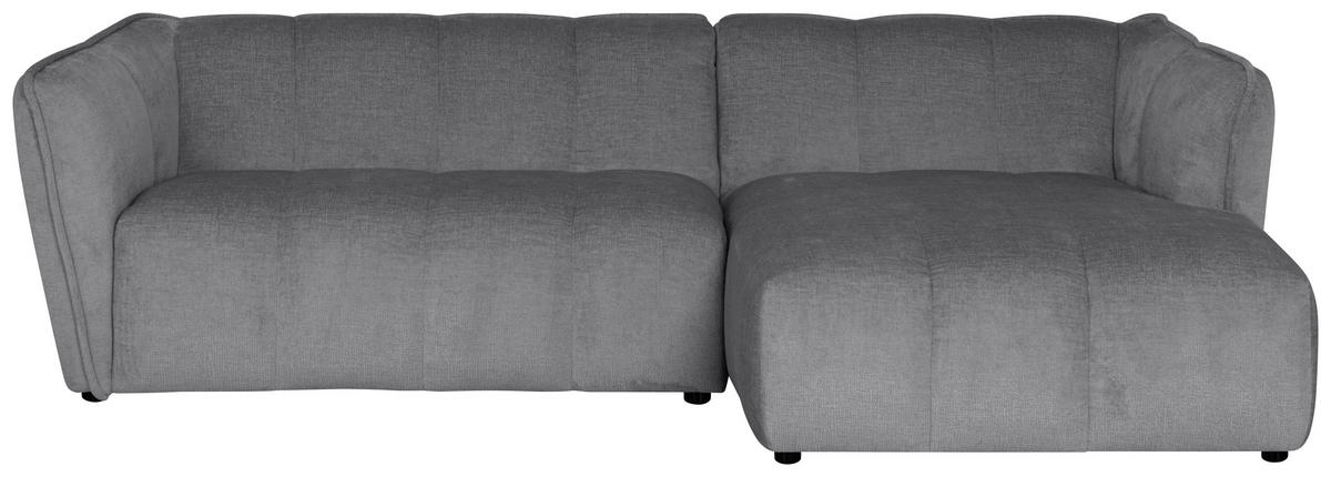 ECKSOFA LIVOLI in Chenille Hellgrau  246/160 cm  - Hellgrau/Schwarz, Design, Textil (246/160cm) - MID.YOU