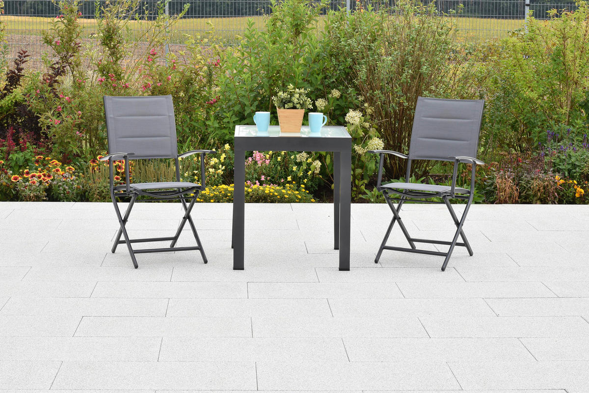 GARTENSET Aluminium  - Graphitfarben/Grau, MODERN, Textil/Metall - Gardenson