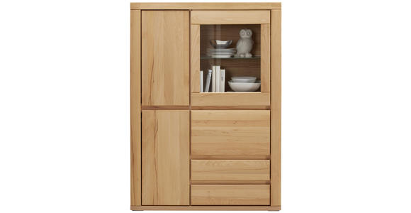 HIGHBOARD 99/140/38 cm  - Kernbuche/Grau, KONVENTIONELL, Glas/Holz (99/140/38cm) - Voleo