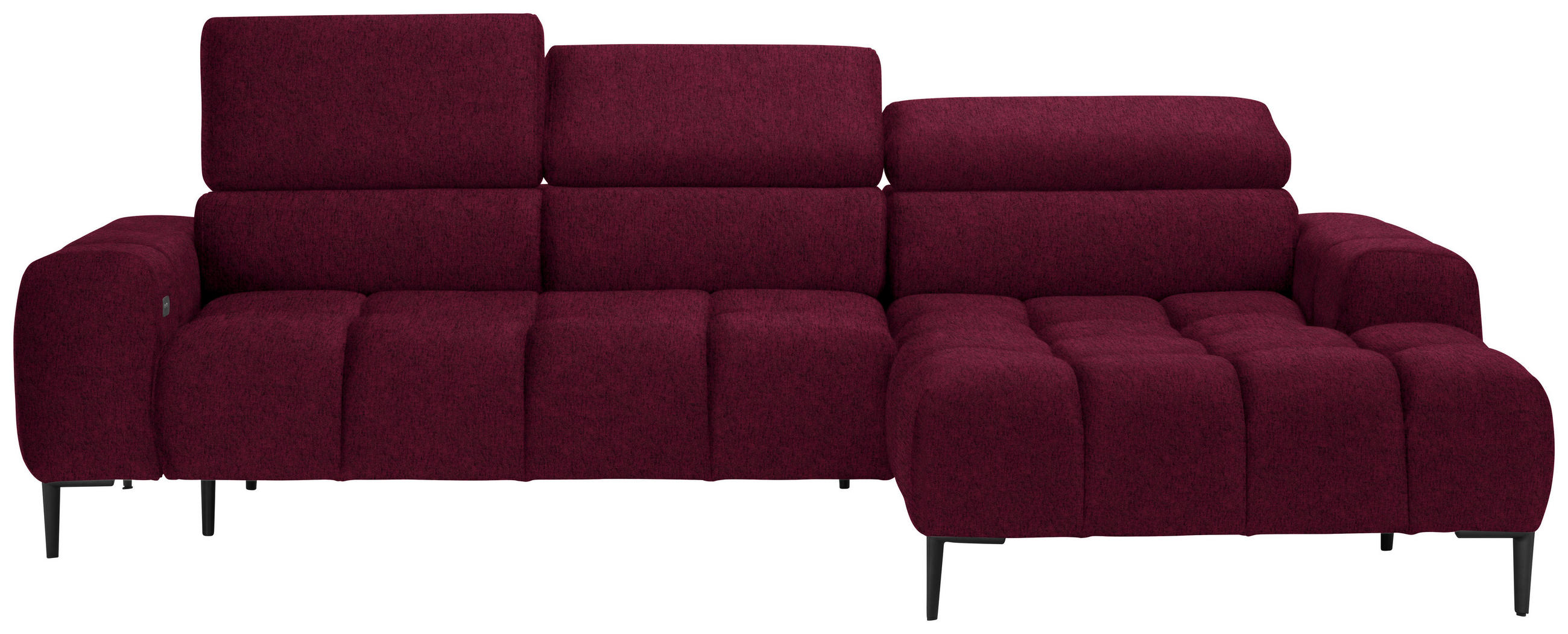 ECKSOFA in Samt, Webstoff Bordeaux  - Bordeaux/Schwarz, Design, Textil/Metall (270/177cm) - Welnova