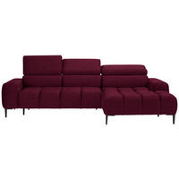 ECKSOFA Bordeaux Samt, Webstoff  - Bordeaux/Schwarz, Design, Textil/Metall (270/177cm) - Welnova