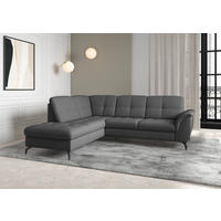 ECKSOFA in Flachgewebe Dunkelgrau  212/244 cm  - Dunkelgrau/Schwarz, MODERN, Textil/Metall (212/244cm) - Sit & More