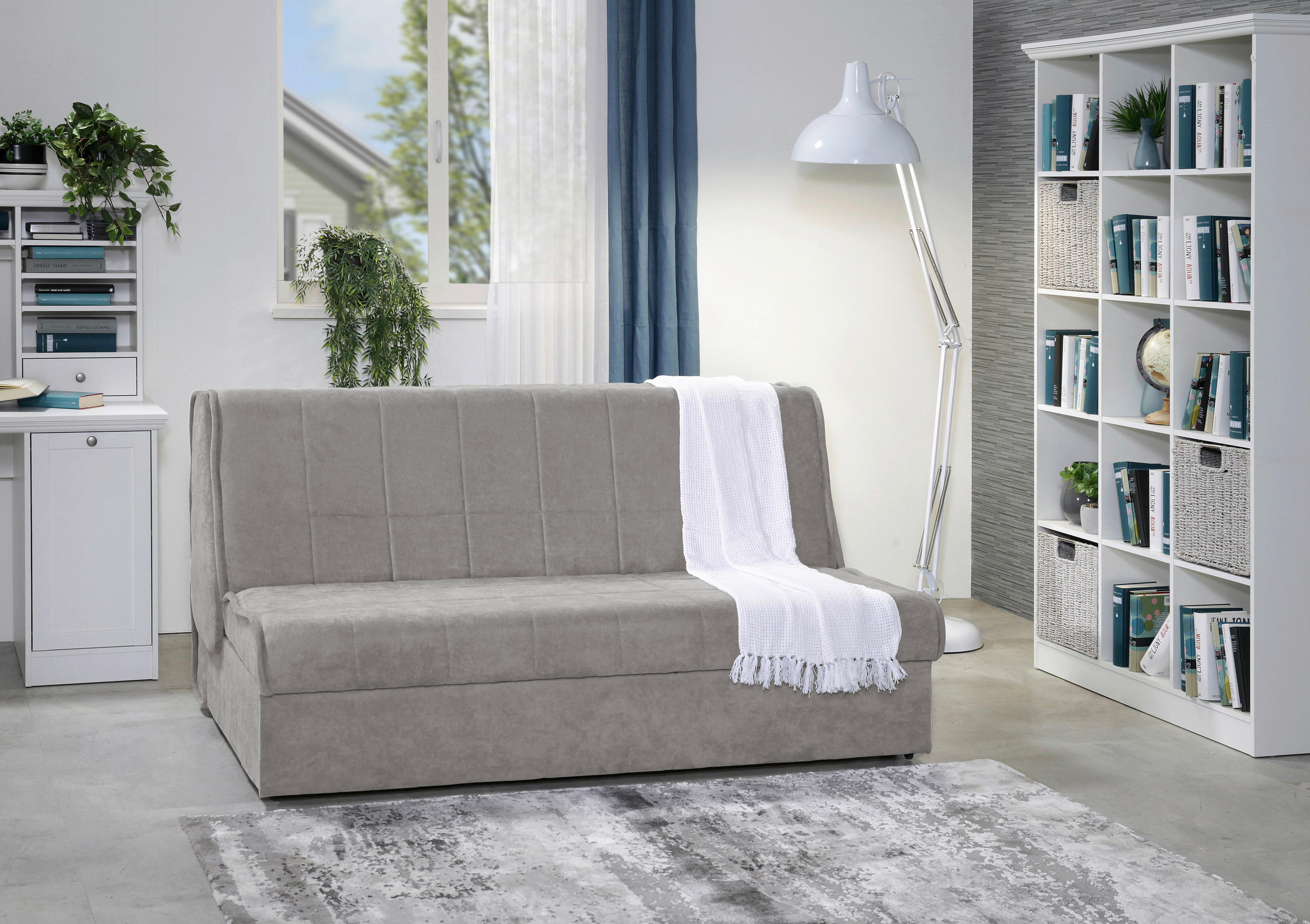 ZOFA S POSTELJNO FUNKCIJO,  siva tekstil  - siva/črna, Konvencionalno, tekstil (166/87/110cm) - Boxxx